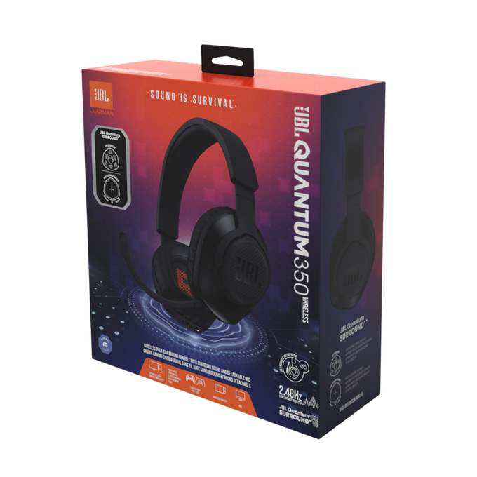 JBL Quantum 350 Wireless - Black - Wireless PC gaming headset with detachable boom mic - Detailshot 15 image number null